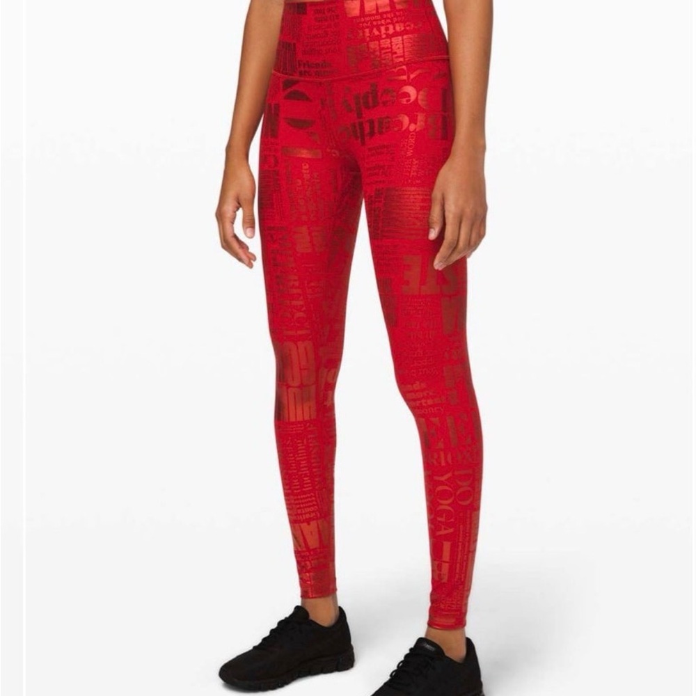 lululemon athletica Vibrant Red Foil Manifesto Graphic Leggings